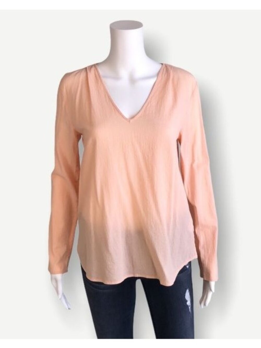 & Other Stories 100% Cotton Long Sleeve V-Neck Top - 2